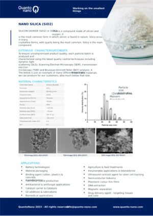 Quantonano – Nano Silica (Sio2) – Datasheet 2023 – Quanto Nano